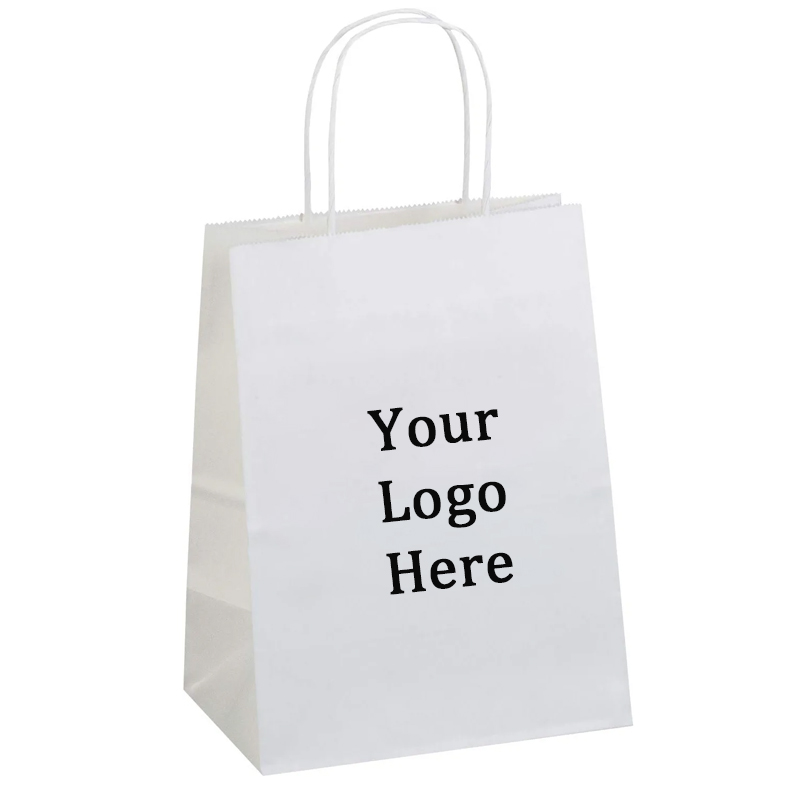 White Kraft Custom Printed Paper Bags