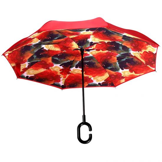 Long handle C-type Hands-free Reverse Umbrella