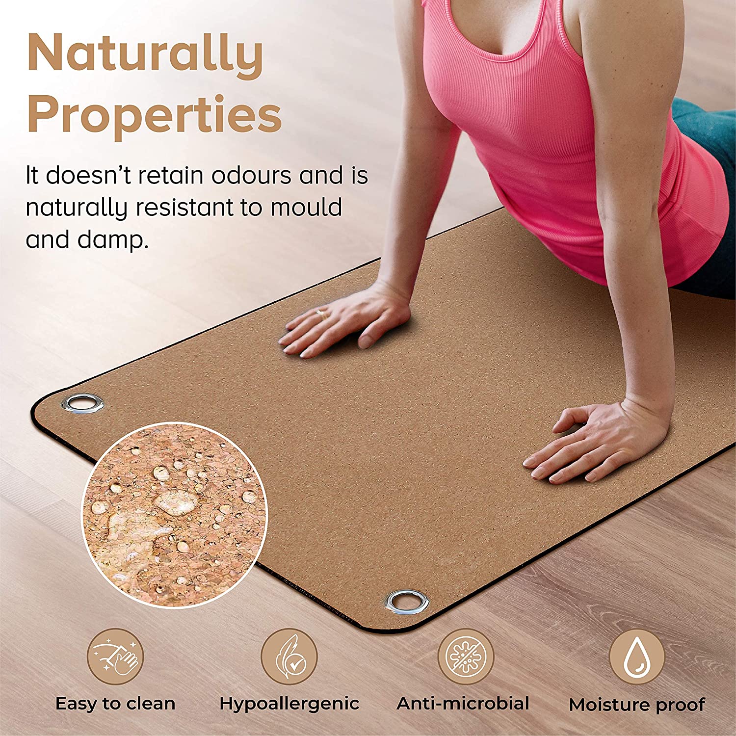 Cork Yoga Mat with Eyelets